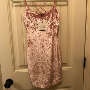 Pink velvet mini dress